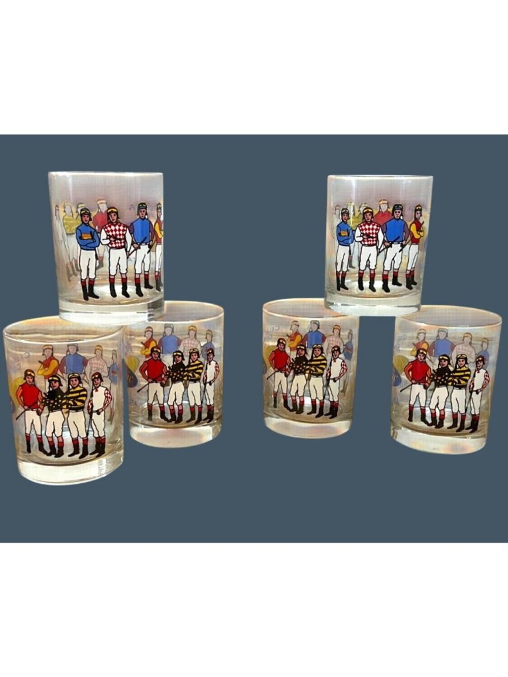 California Cup IX Santa Anita Park Jockey Glass Set Of 6 Classic Winners Horse R